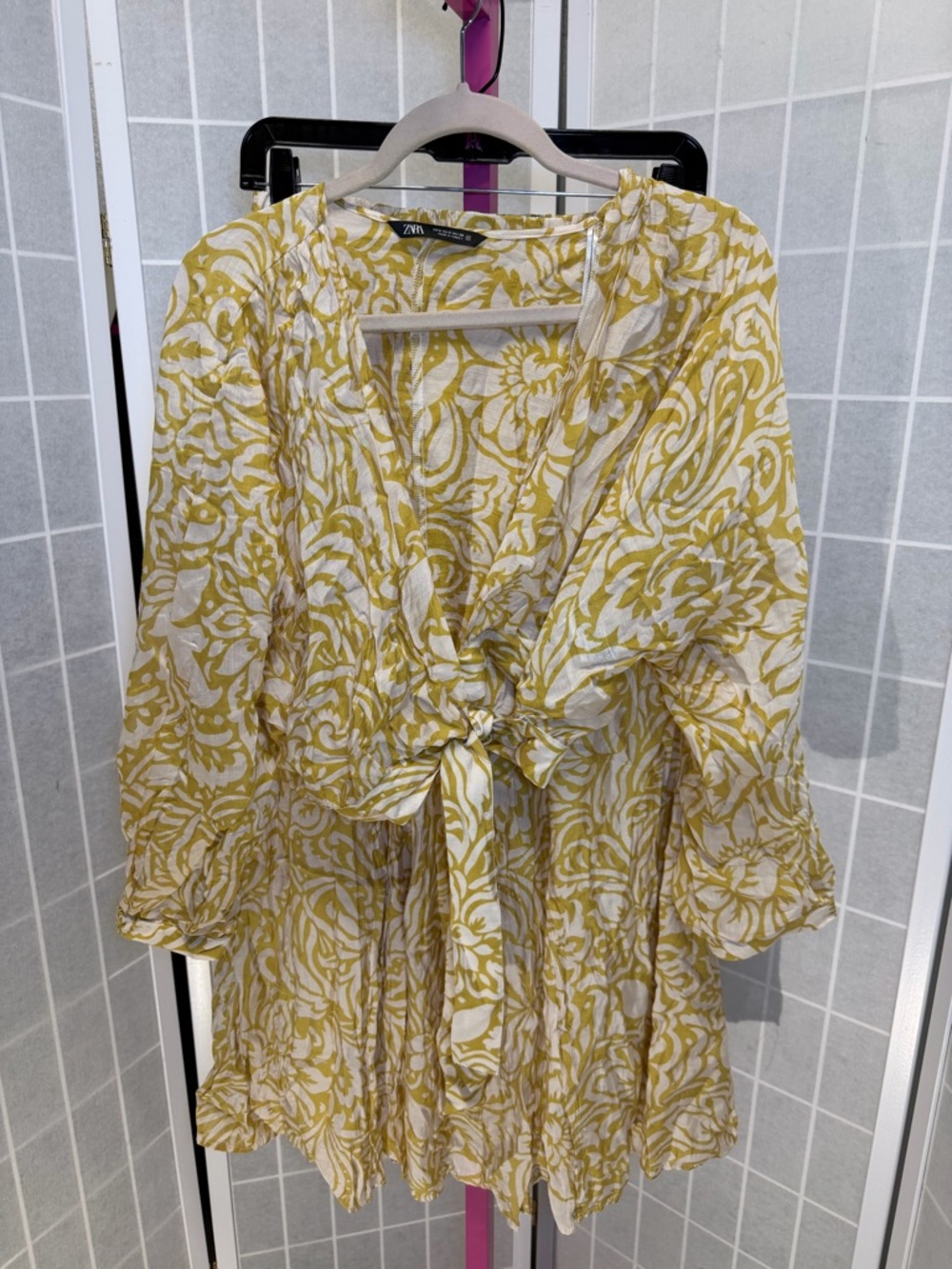ZARA Yellow Floral Print Lightweight Skirt - Picture 2 of 7